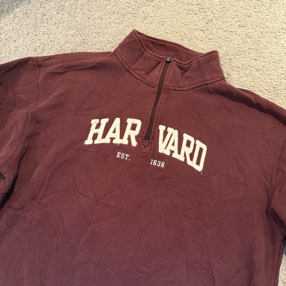 Harvard University Quarter Zip Jumper Pullover‎ Jansport Tag Maroon Mens L